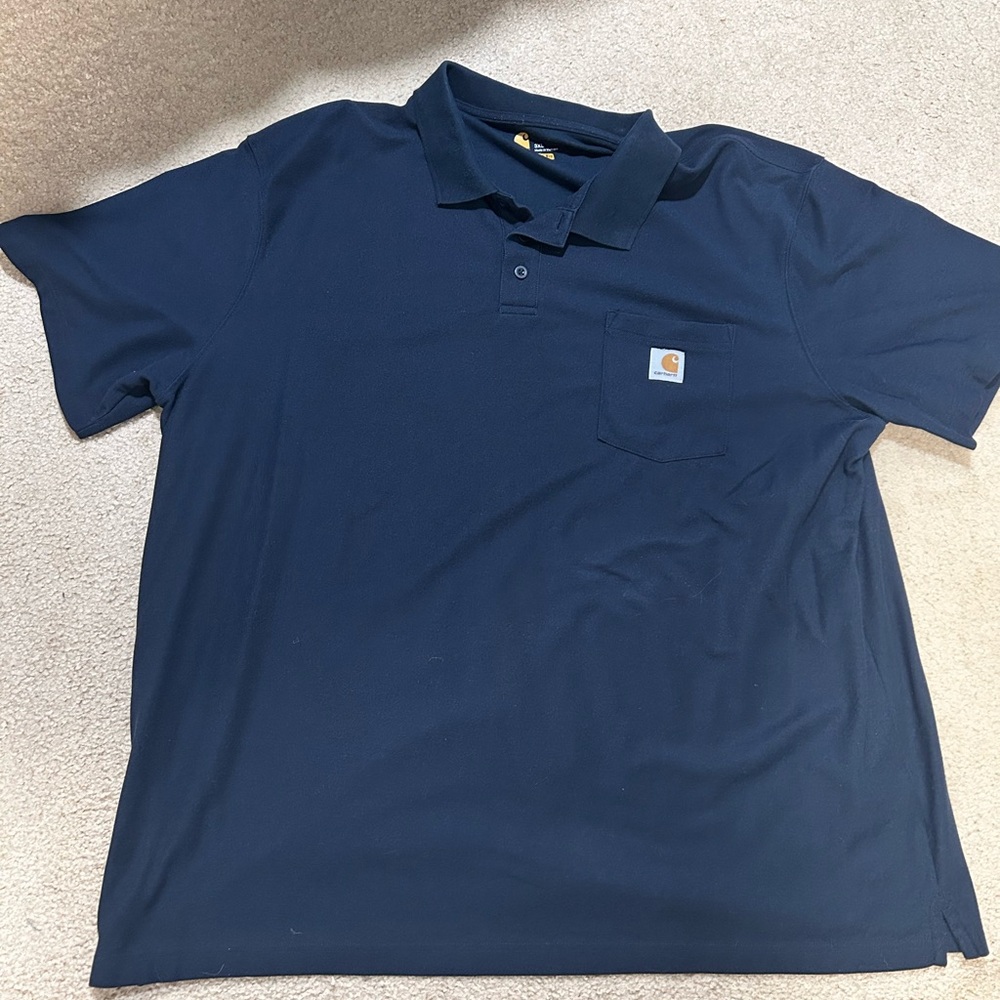 Carhartt Blue Polo Shirt Short Sleeve Casual